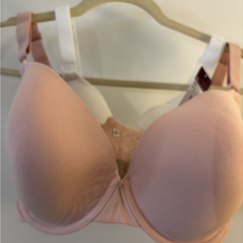 2 Women's Fruit Of The Loom Pink and White Comfort Bra Set Sz 34 DDD New